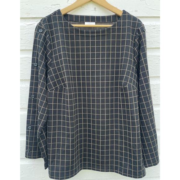 J. Jill Tops - J Jill Blouse Shirt Womens 2X Black Check Plaid Ponte Knit Tunic Length